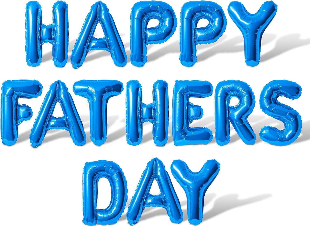 16" Blue Foil Letter Balloons – Happy Father’s Day Banner Decoration